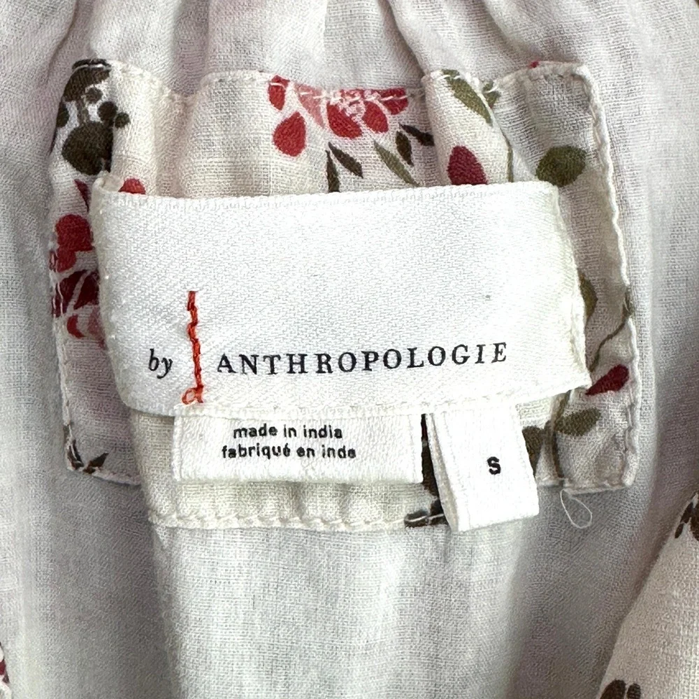 Anthropologie Lori Tunic Dress Size‎ S Floral White Prairie Cottagecore Romantic
